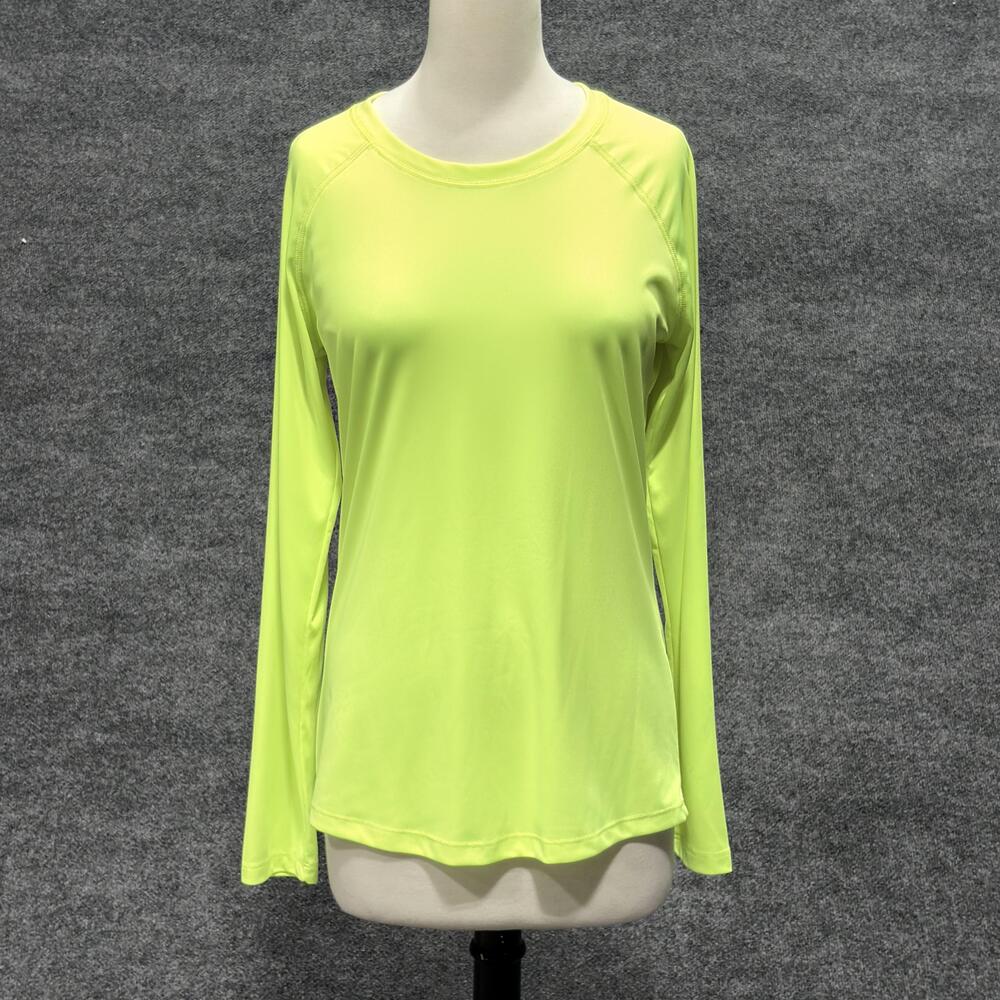Vapor Apparel Shirt Womens Large Neon Yellow Long Sleeve UPF 50+ Sun Outdoor